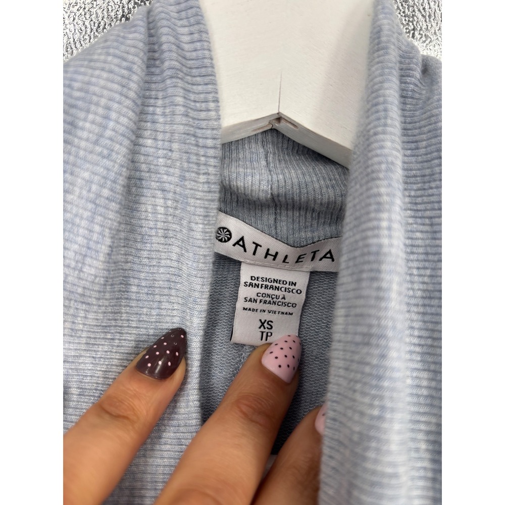 Athleta Cardigan Womens‎ XS Gray Pranayama Wrap Open Front Thumbholes Pocket - Picture 3 of 7